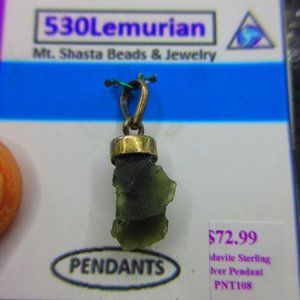 Moldavite Sterling Silver .925 Gemstone Pendant